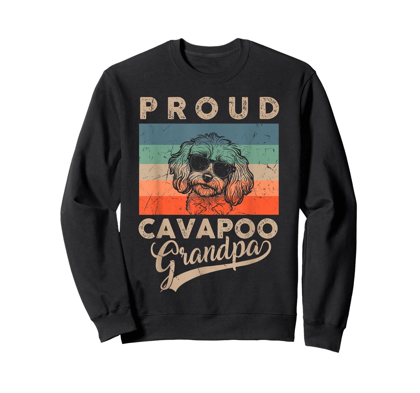 Vintage Proud Cavapoo Dog Grandpa Dog Owner Father's Day T-Shirt for Men Women Kids