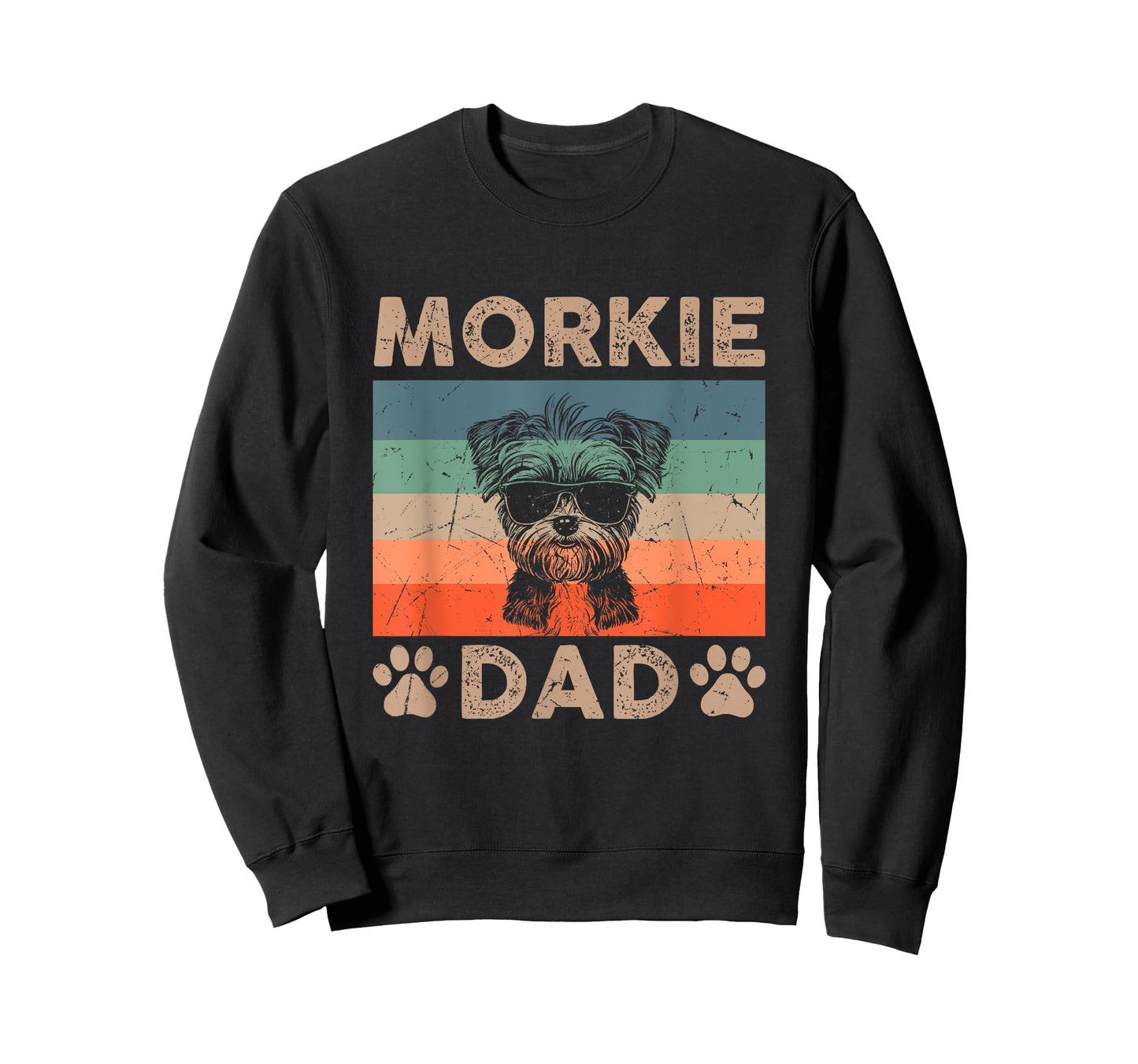 Vintage Morkie Dad Gifts Funny Dog Dad Lover Father's Day T-Shirt for Men Women Kids