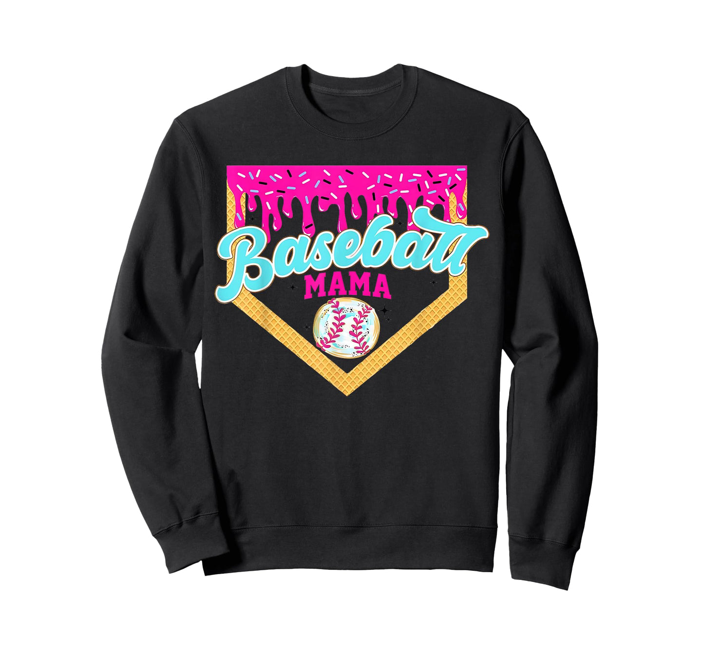 Baseball Mama Ice Cream Dripping Baseball Home Plate Drip T-Shirt