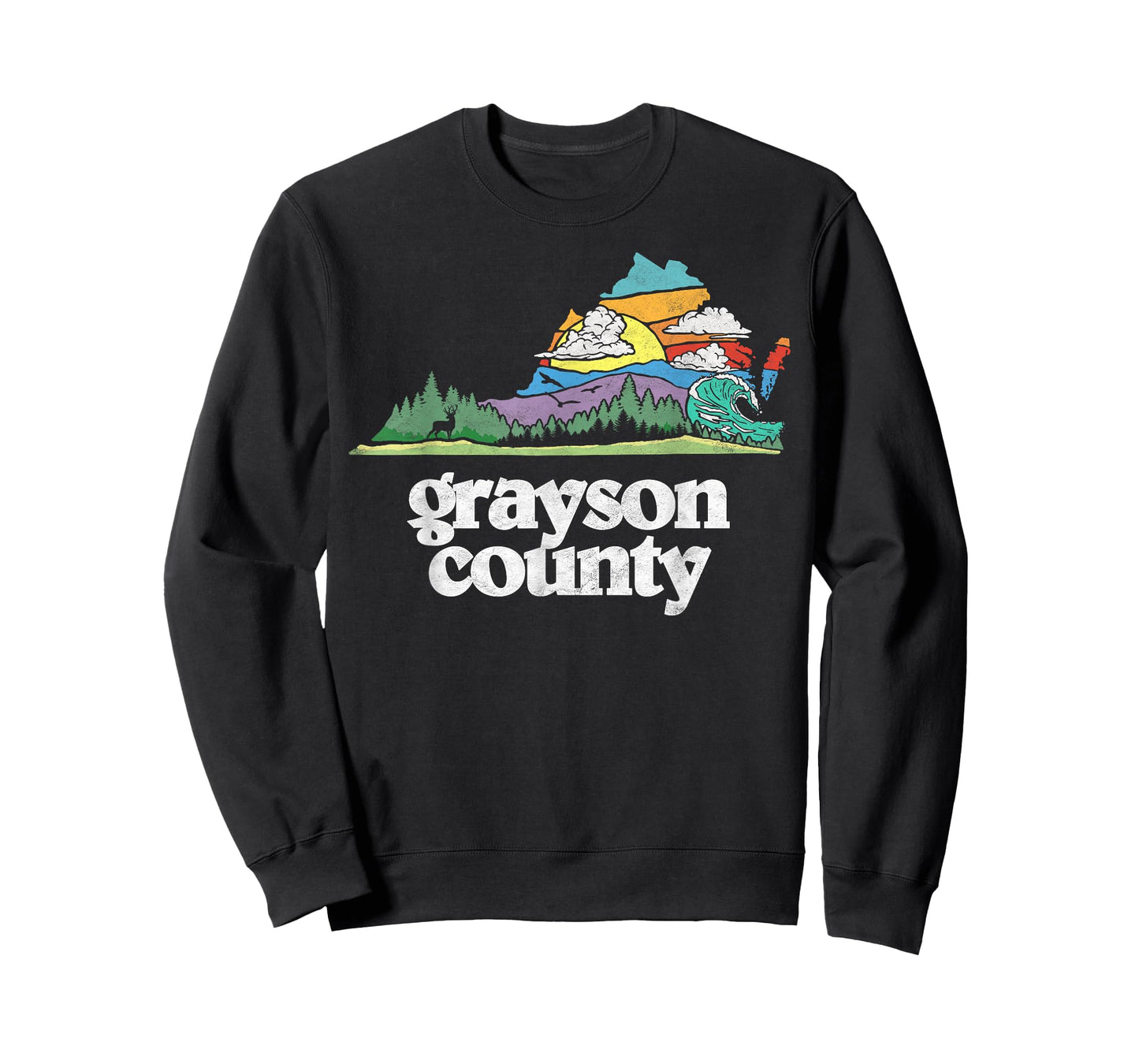Grayson County Virginia Outdoors & Nature Lover Retro 80s T-Shirt