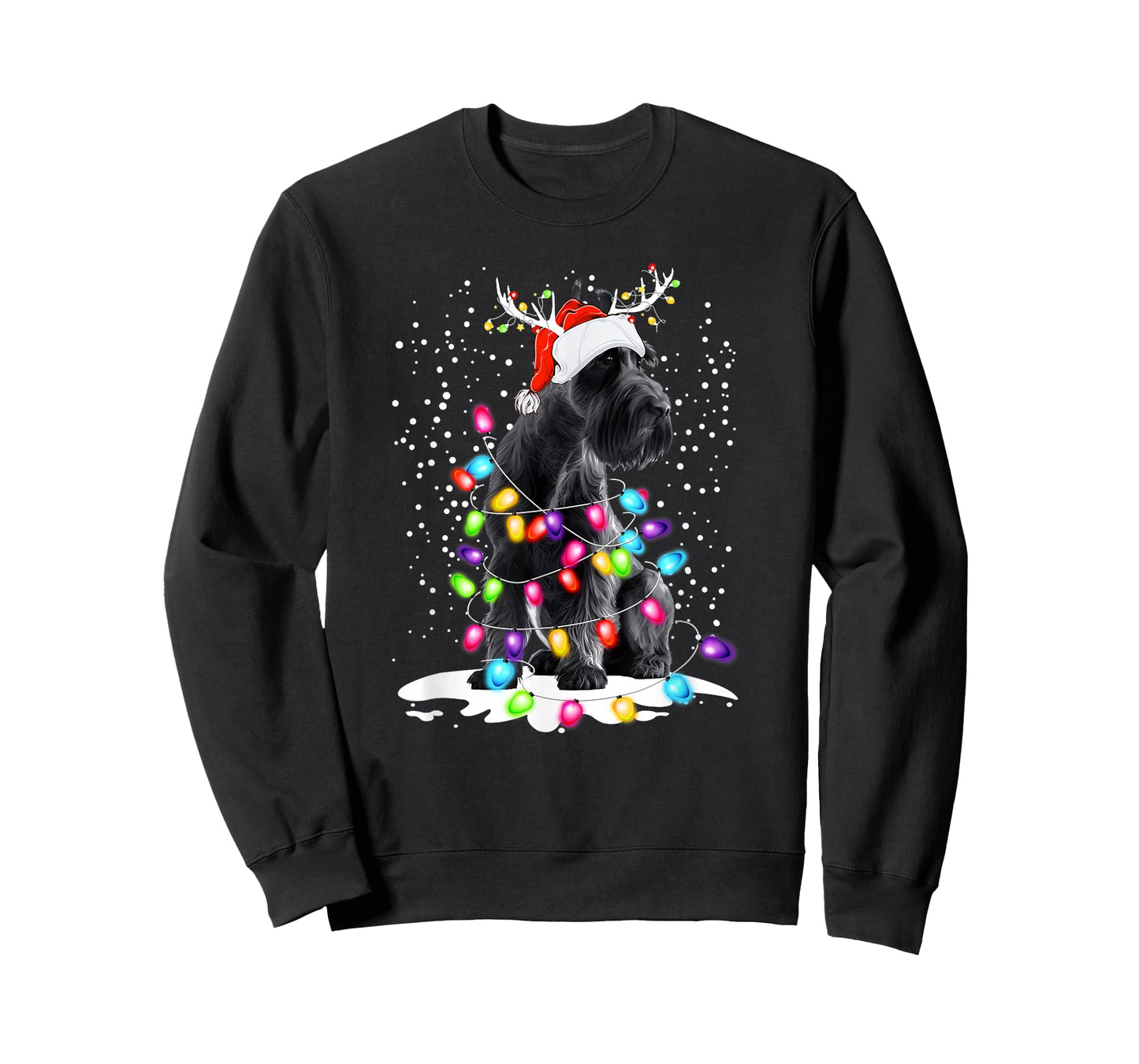 Cute Schnauzer with Christmas Lights T-Shirt