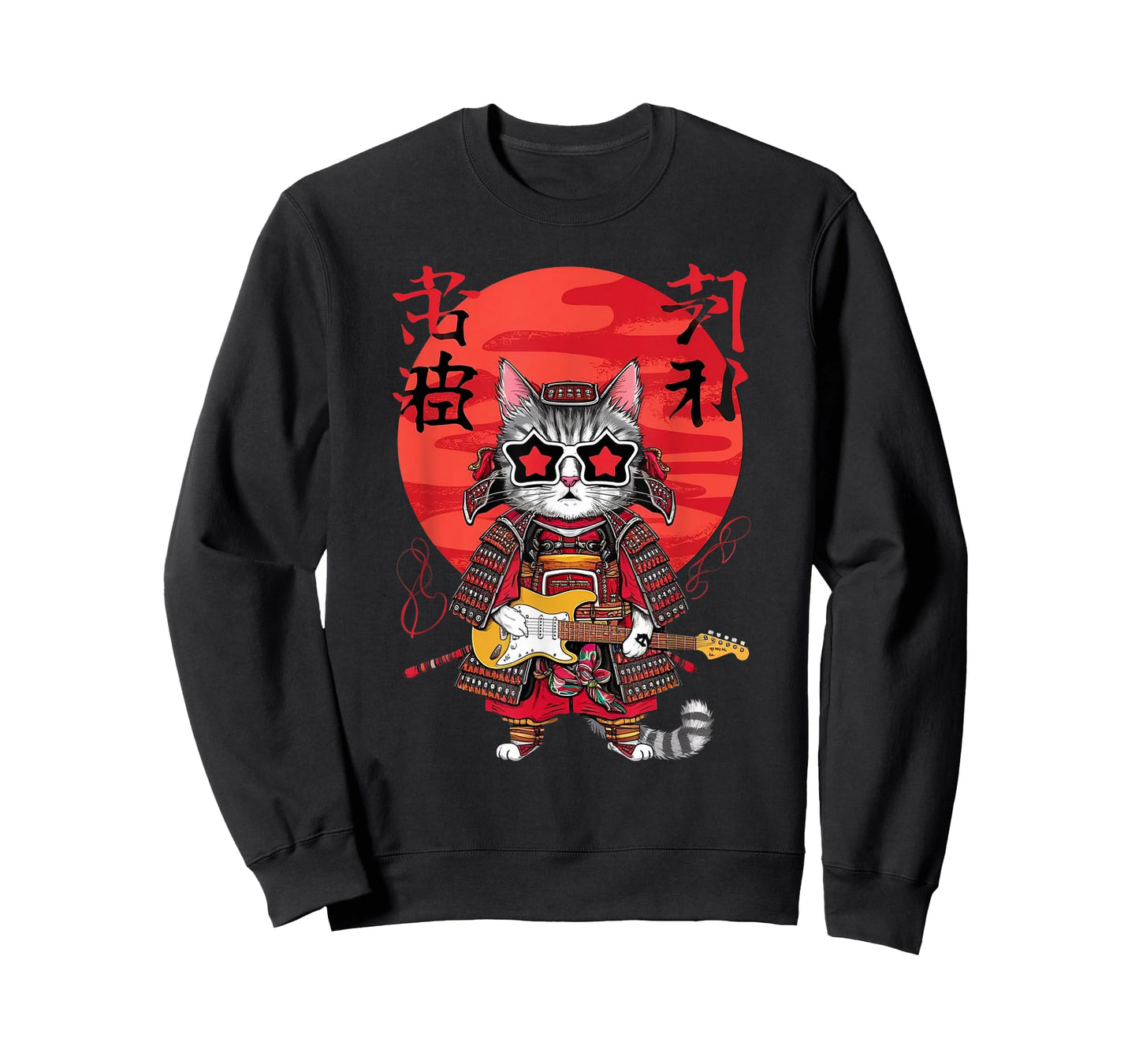 Samurai Cat Guitar Ninja Aesthetic Japanese Katana Tokyo T-Shirt for Men Women Kids