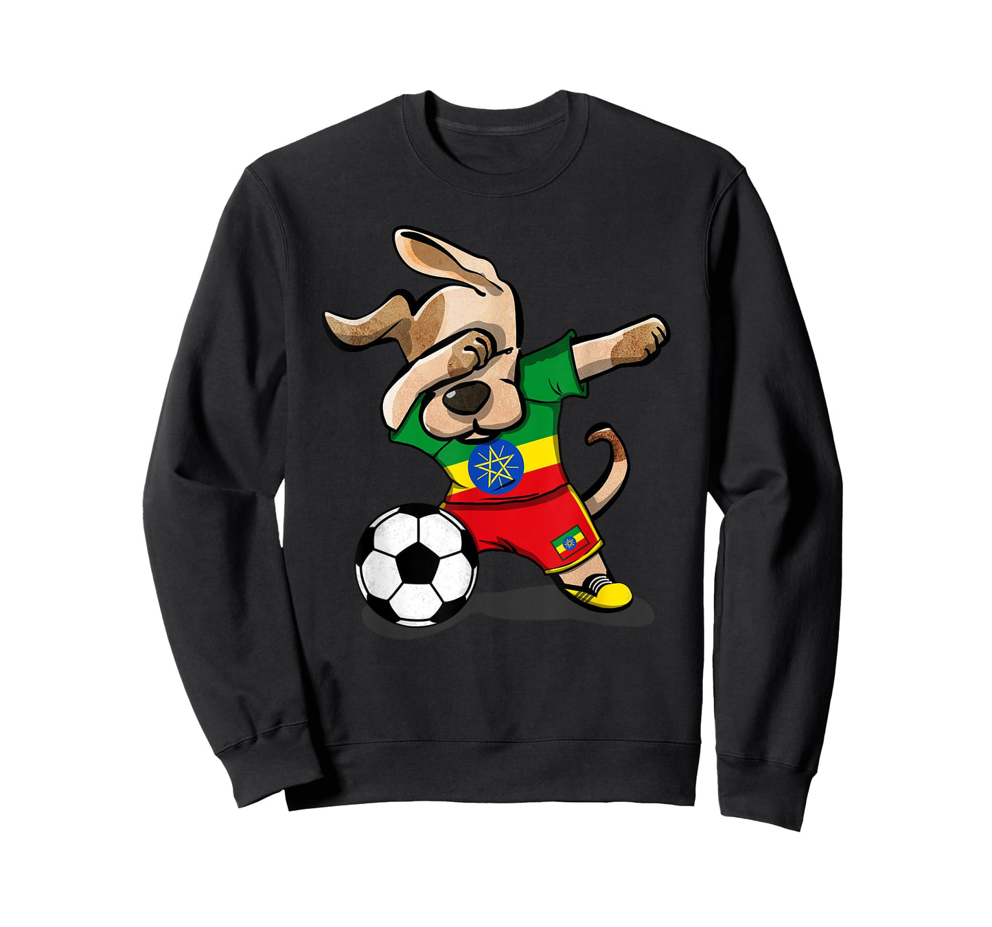 Dabbing Dog Ethiopia Soccer Fans Jersey Ethiopian Football Men Women Girls Kids T-Shirt