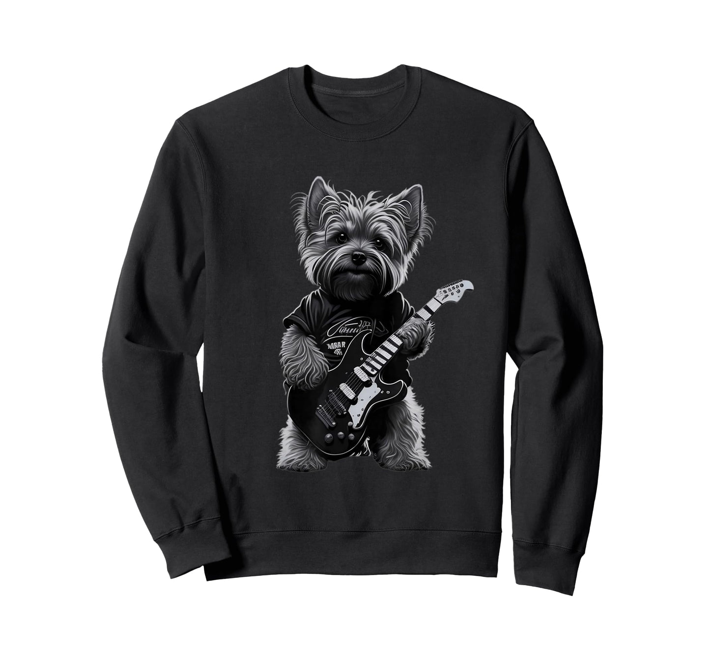 Funny Rock Dog Guitarist Rock Yorkie Playing Guitar T-Shirt
