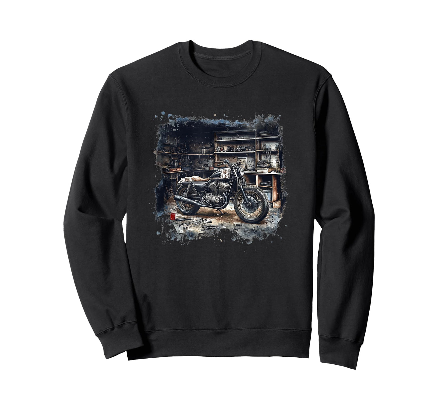 Motorcycle Graphic in Workshop for USA Bikes Lovers T-Shirt