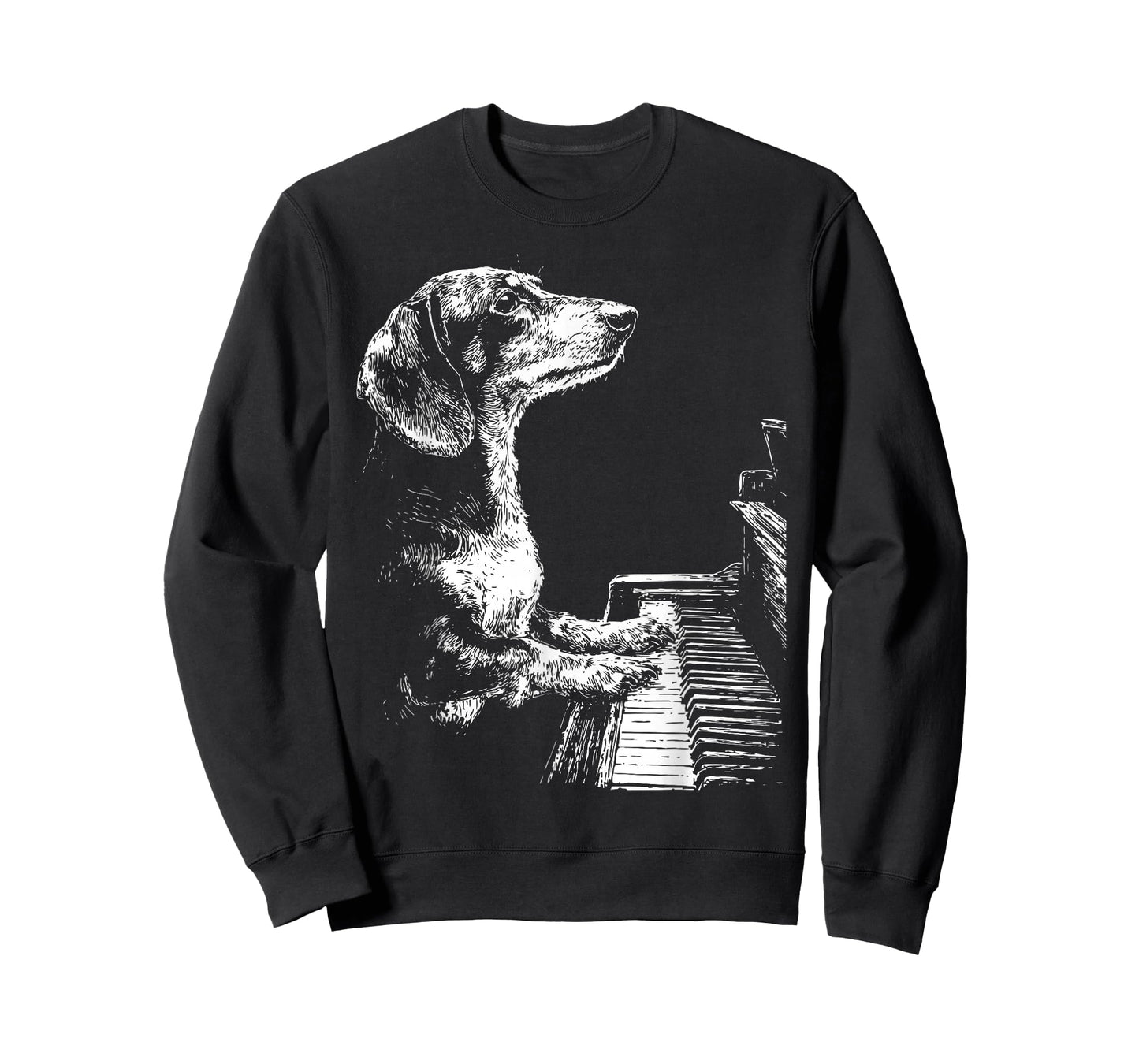 Funny Dachshund Dog Playing Piano Player Pianist Graphic T-Shirt