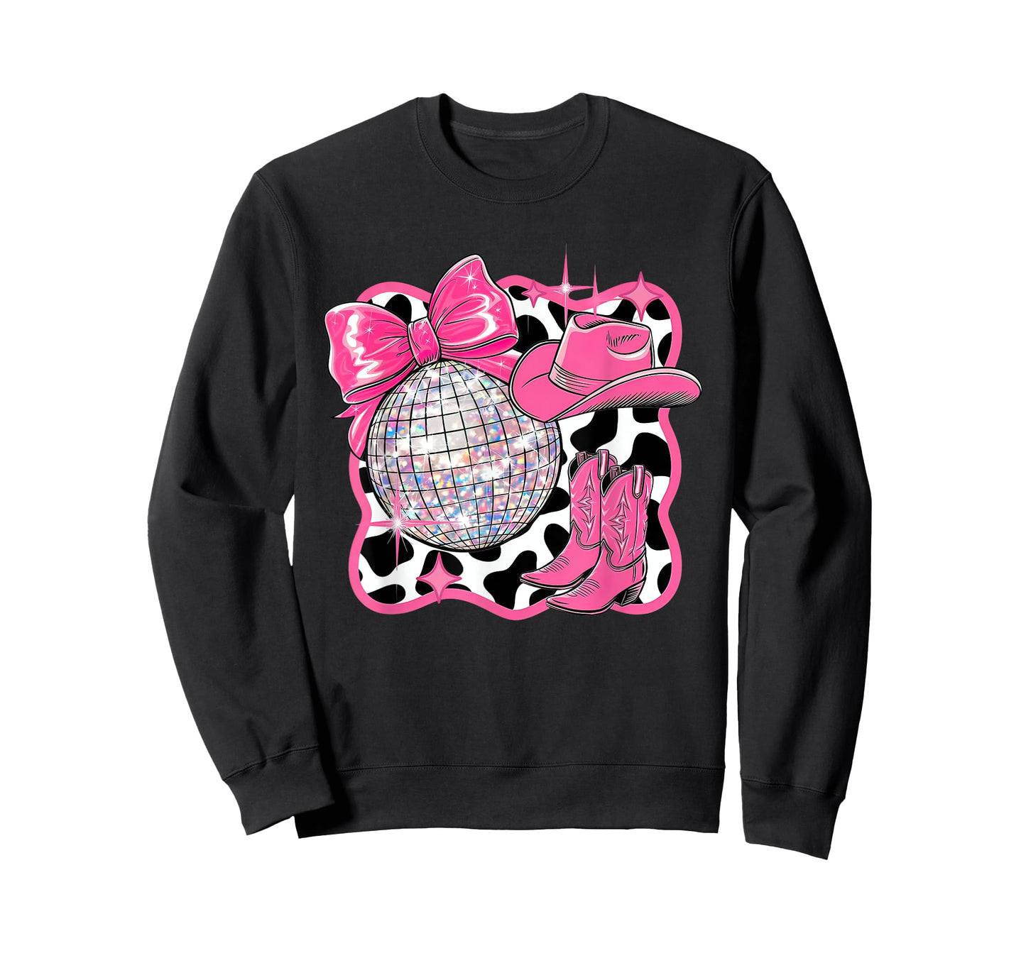 Aesthetic Coquette Western Cowgirl Cowboy Boot Hat Disco Bow T-Shirt