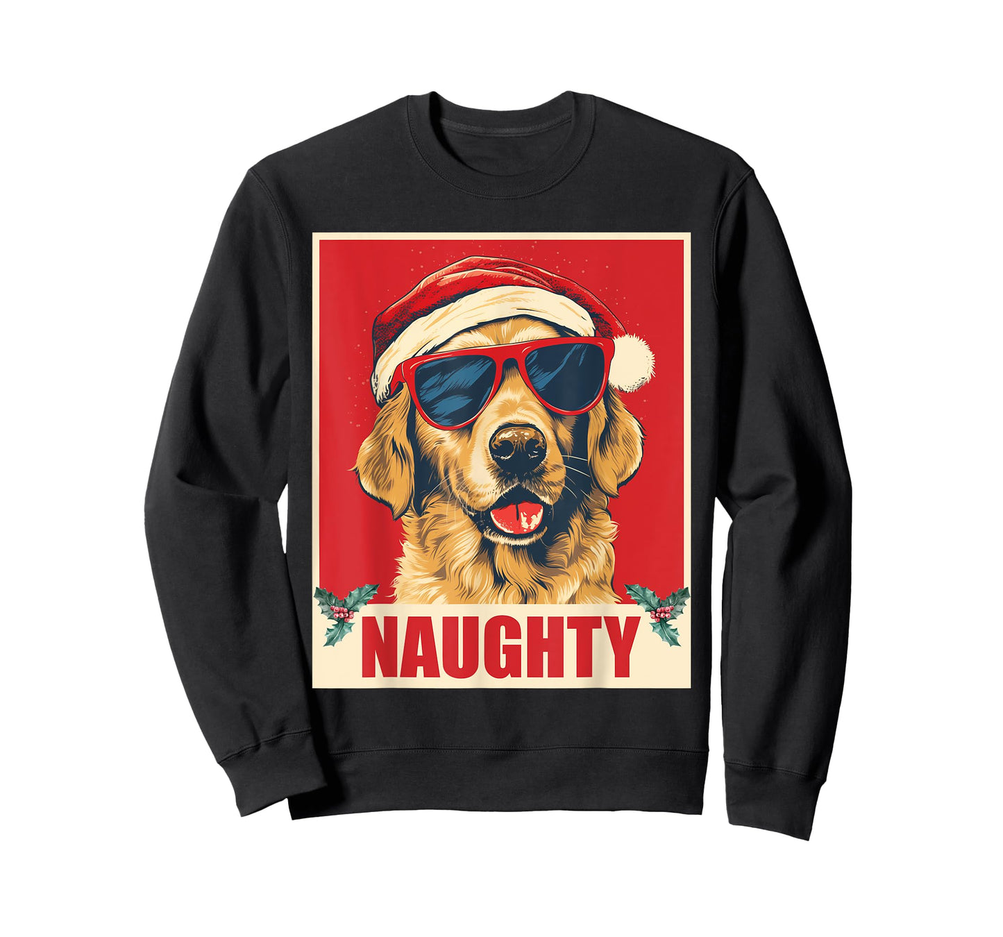 Funny Golden Retriever Christmas Naughty Vintage T-Shirt