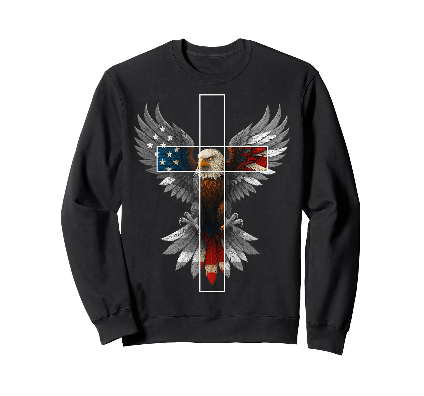 American Flag Eagle Cross Christian 4th Of July Patriotic T-Shirt