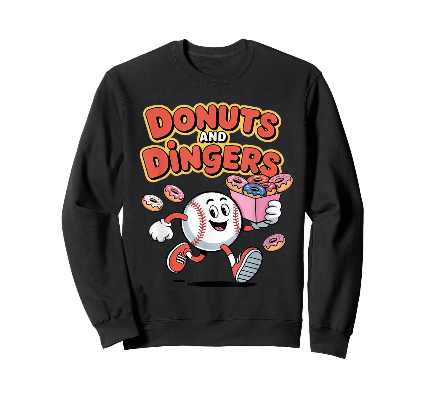 Donuts and Dingers Funny Baseball Design T-Shirt