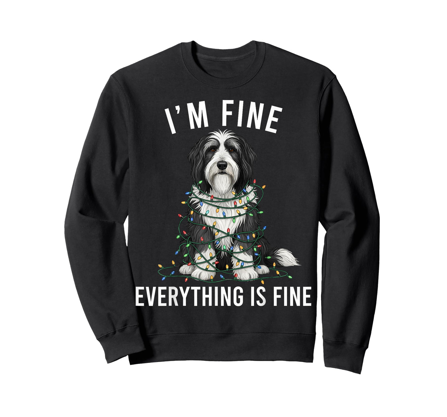 Bearded Collie Christmas I'm Fine Everything is Fine T-Shirt