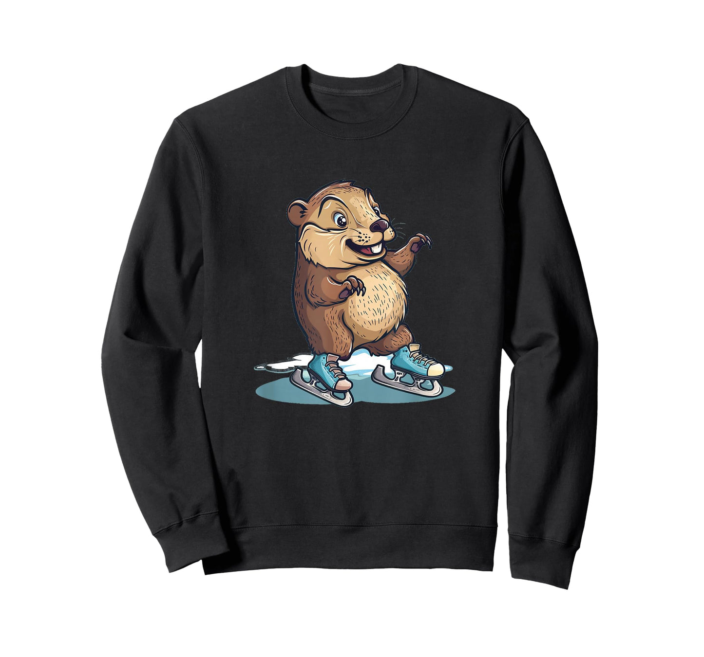 Winter Skater Beaver Graphic for a Joyful Snow Day T-Shirt