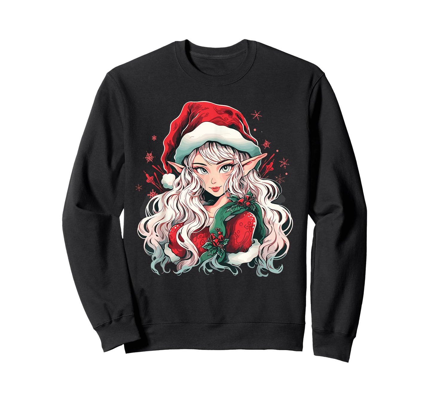 Christmas Elf Beautiful Anime Girl Cute Waifu Manga Graphic T-Shirt