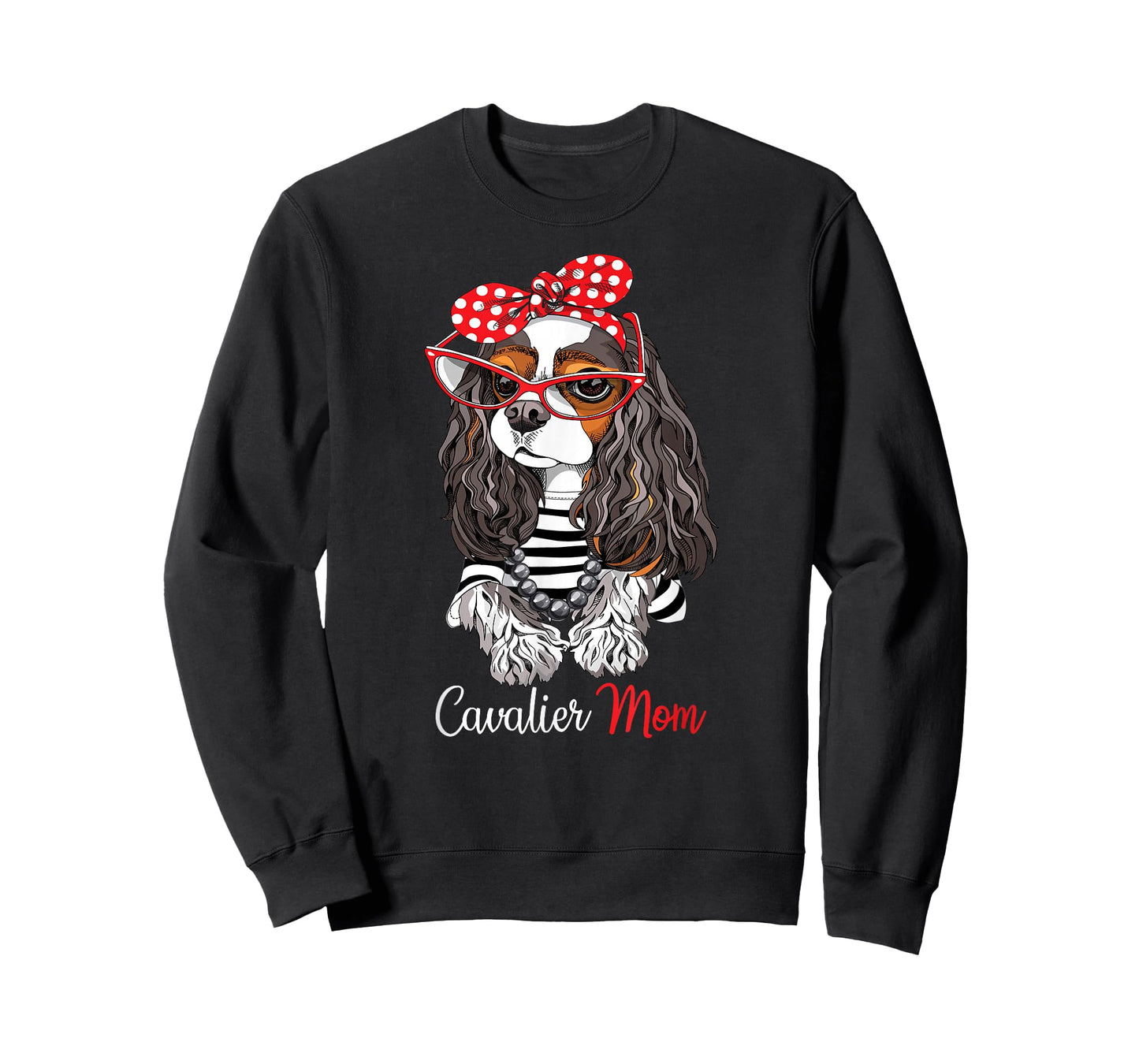 Womens Funny Tricolor Cavalier Charles Spaniel Mom Lover T-Shirt
