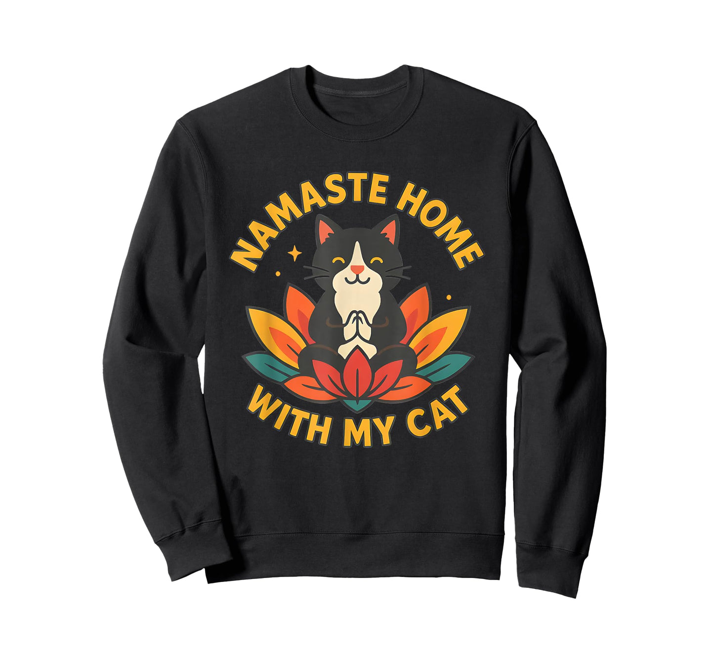 Namaste Home with My Cat Cute Yoga Meditation Cat Lover T-Shirt