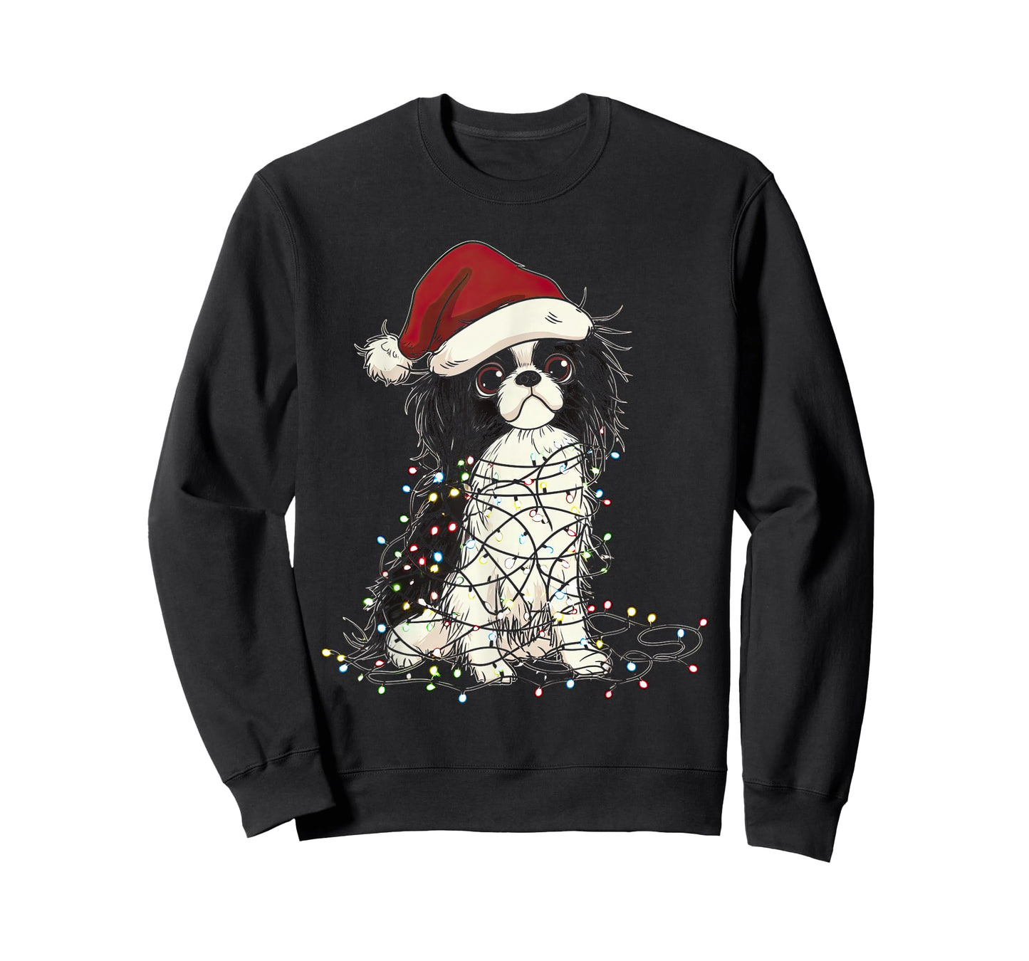 Funny Japanese Chin Christmas Graphics Dog Lights Lover T-Shirt
