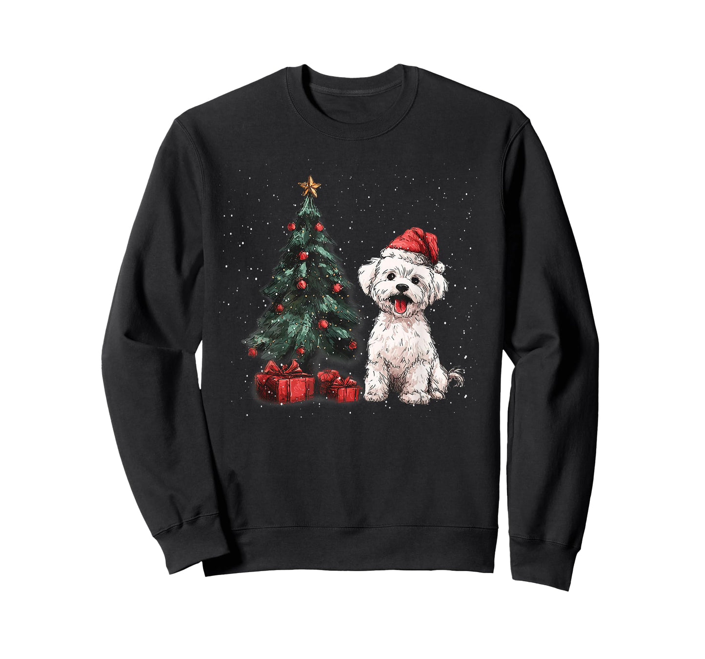 Funny Maltese Christmas Tree Dog Lights Xmas T-Shirt