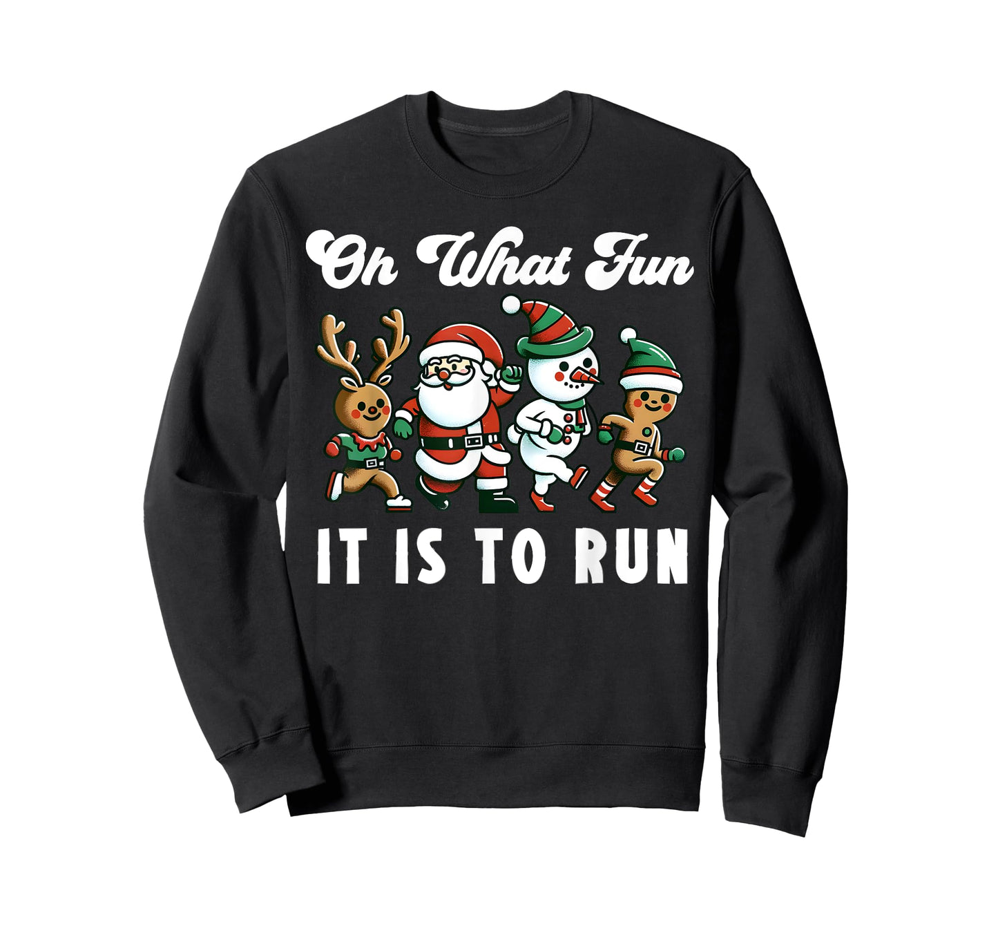Cute Runner Christmas Fun Run Women's Designs Unisex Black Cotton, Polyester Blend Modern Casual Christmas Running Shirt T-Shirt S