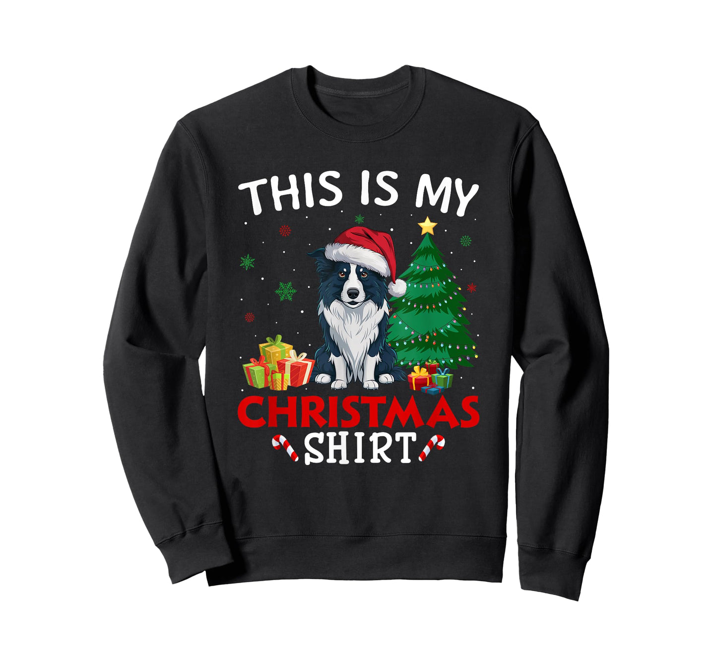 This is My Border Collie Dog Santa Hat Christmas Pajama T-Shirt
