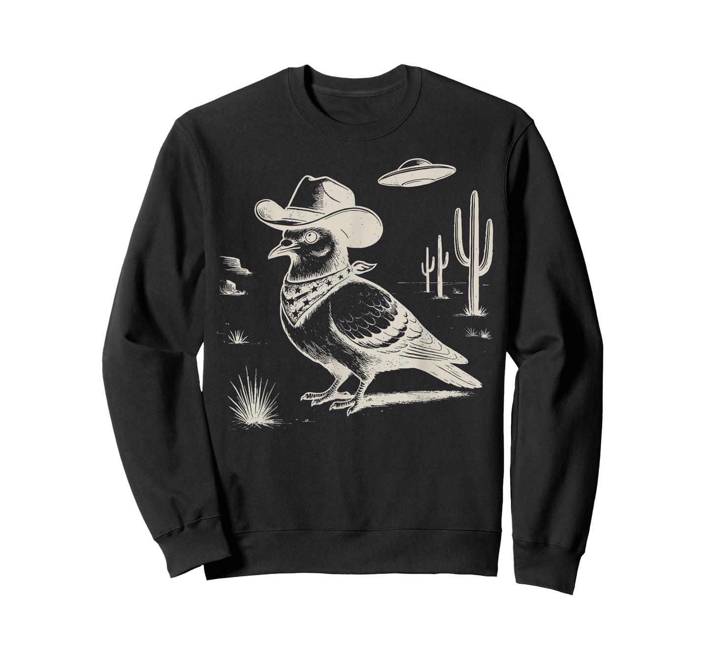 Pigeon Cowboy Hat Western Country UFO Vintage 90s Bird Lover T-Shirt