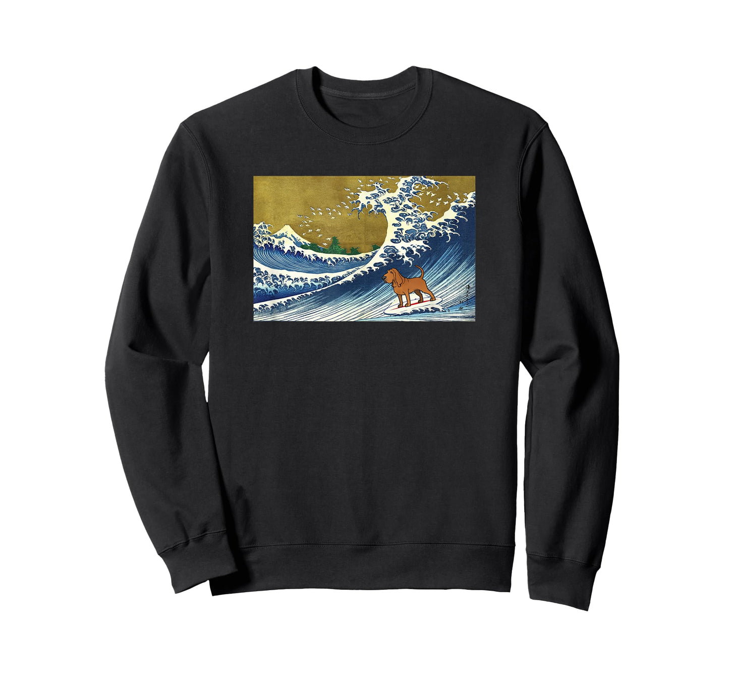 Funny Retro Vintage Surfing A Wave Bloodhound Dog Lover T-Shirt for Men Women Girls Kids