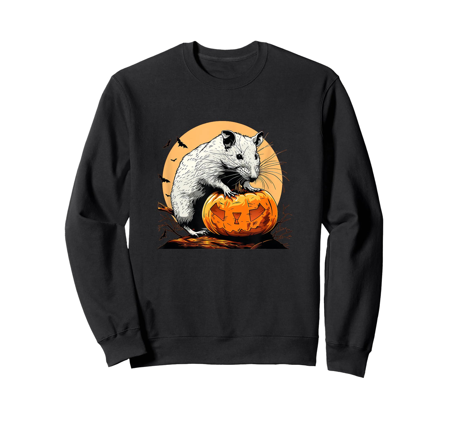 Halloween Night Fun with a White Rat and Pumpkin T-Shirt