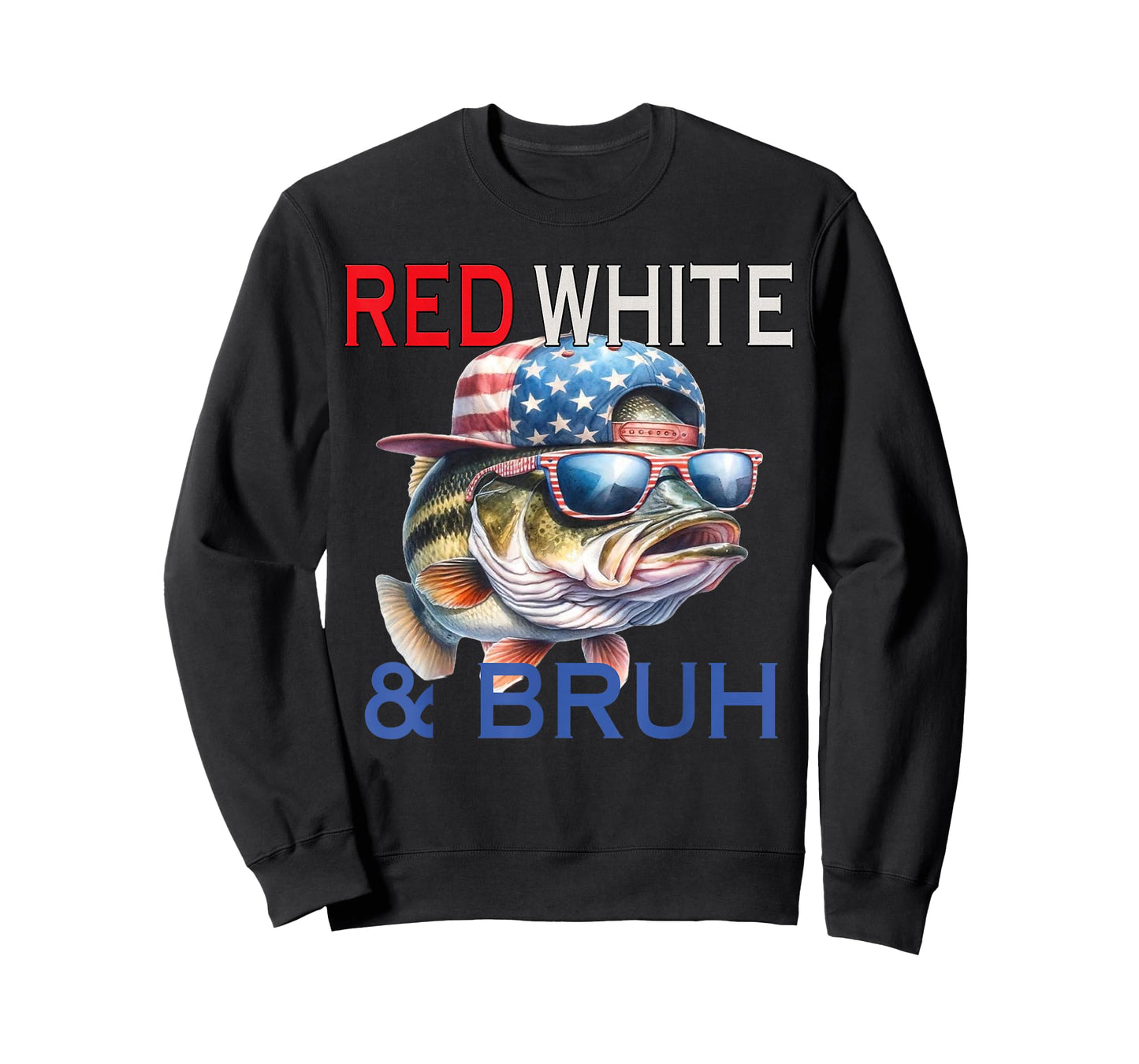Patriotic Red White & Bruh America Bass Fishing 4th Of July T-Shirt