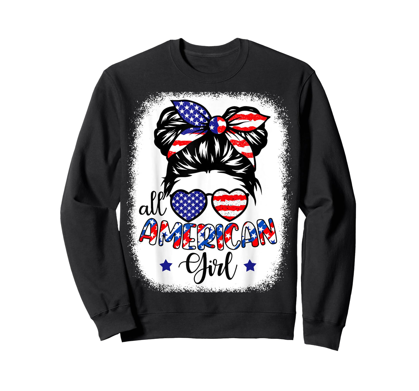All American Girl Shirt USA Flag 4th July Women Kids Patriot T-Shirt