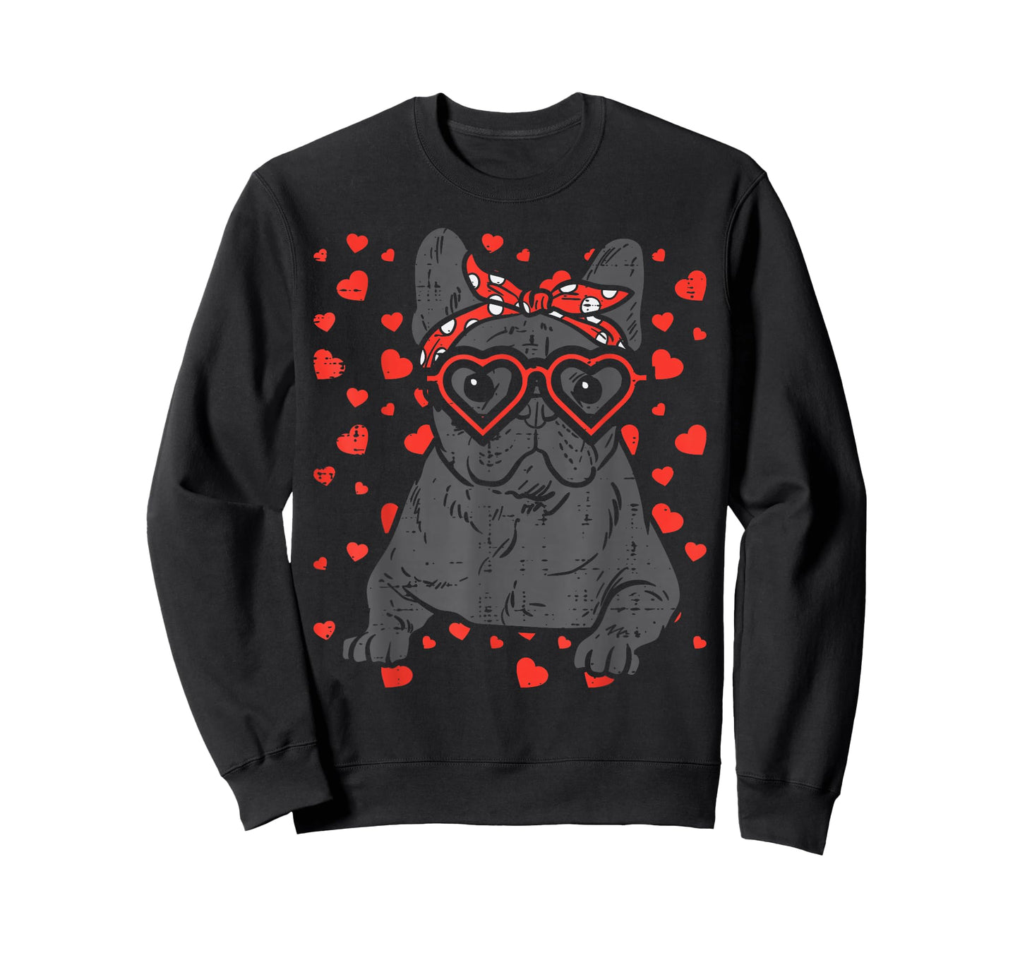 French Bulldog Heart Glasses Valentine Day Frenchie Dog Gift T-Shirt
