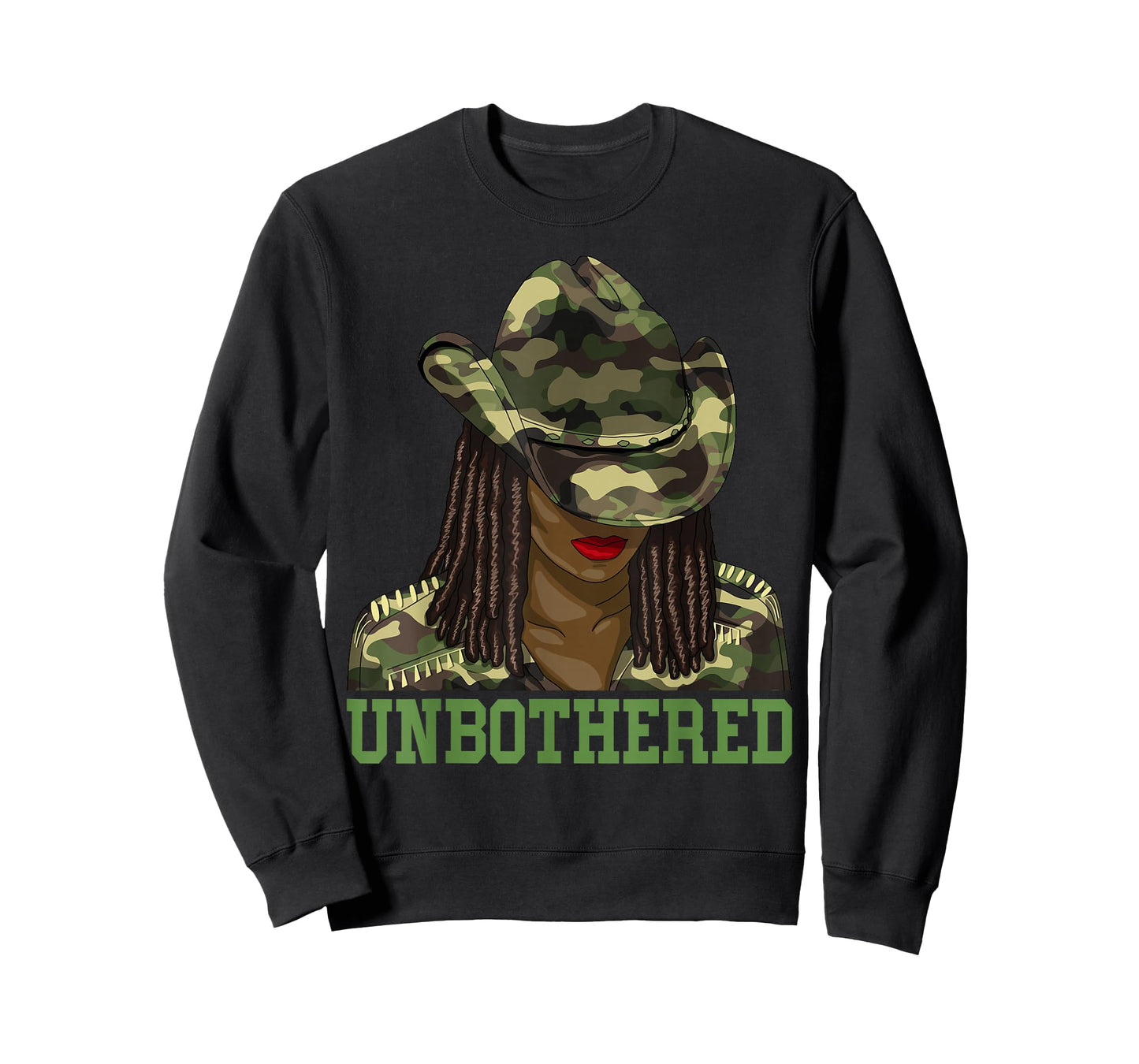 Unbothered Western Black Cowgirl Camouflage Black Women T-Shirt
