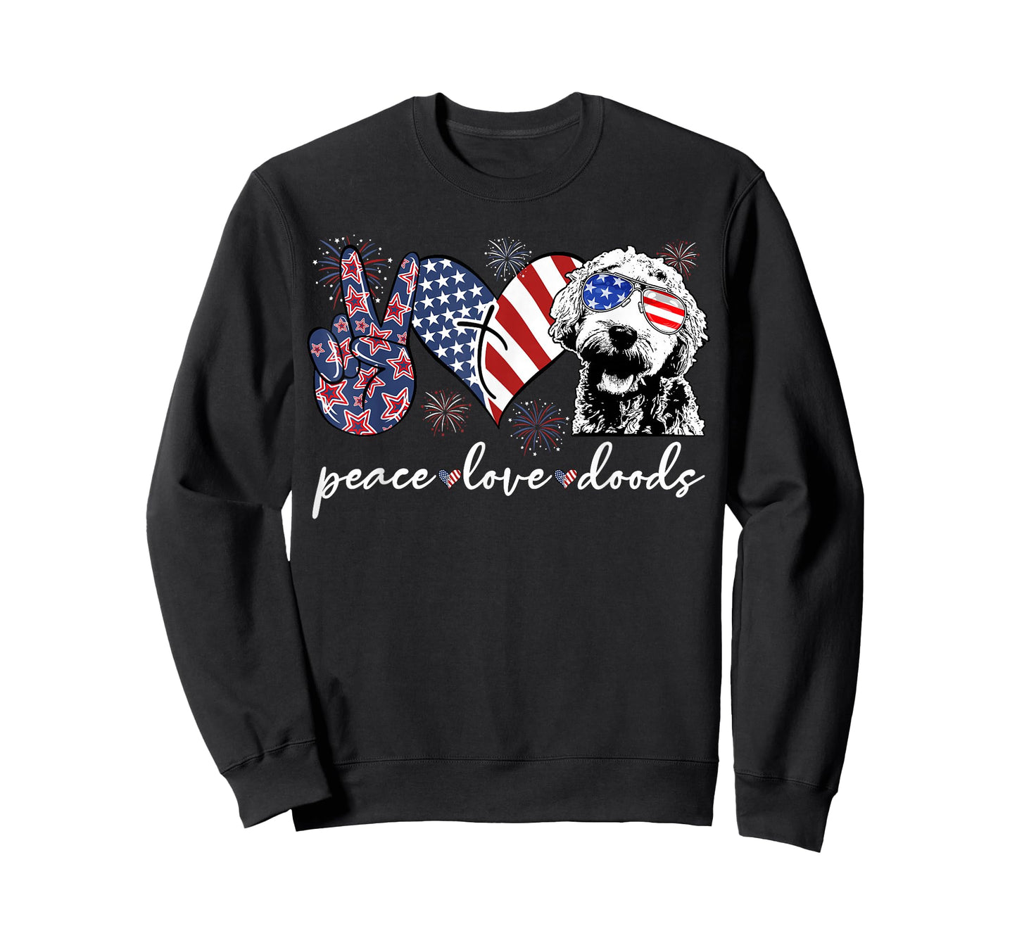 Peace Love Doods Goldendoodle USA Flag Doodle 4th of July T-Shirt