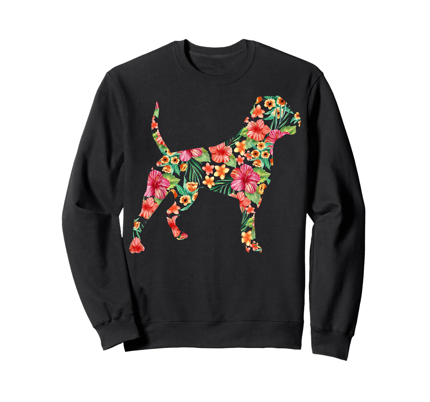 American Bulldog Flower Funny Dog Silhouette Floral Gifts T-Shirt for Men Women Kids