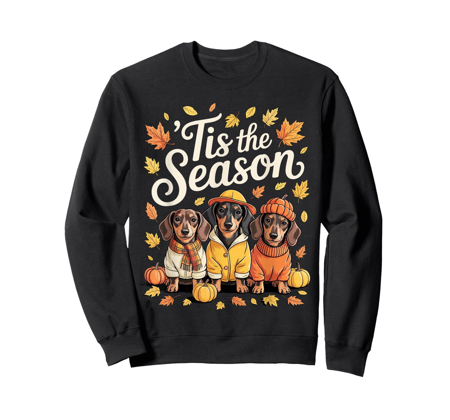 Tis The Season Dachshund Fall Autumn Pumpkin Wiener Dog T-Shirt