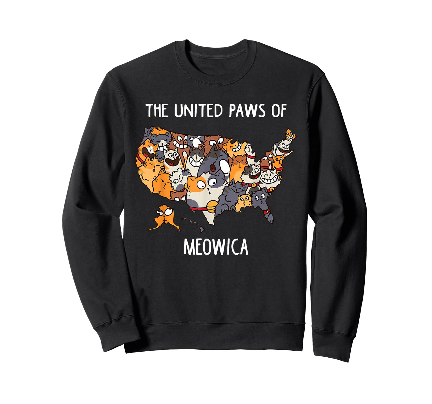 Cat Map of The United States Men Women Kids Funny Cat T-Shirt