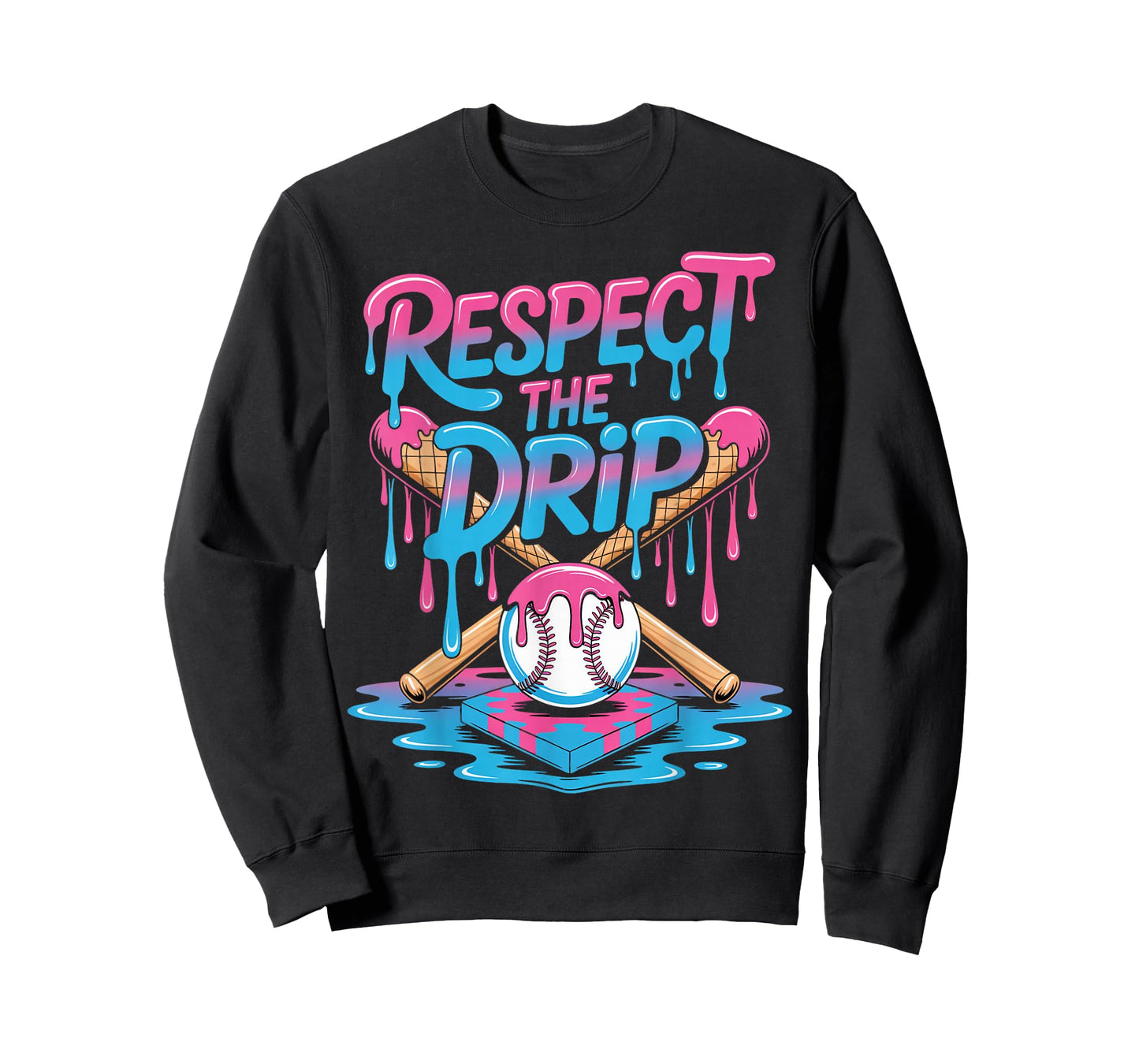 Respect The Drip Ice Cream Drip Men Women Game Baseball Drip T-Shirt