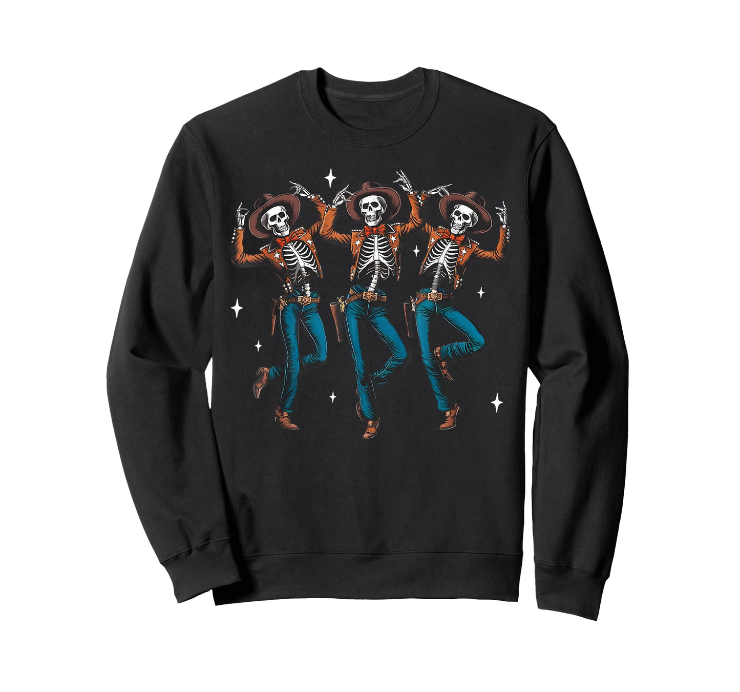 Halloween Western Dancing Skeletons Cowboy Creepy Country T-Shirt