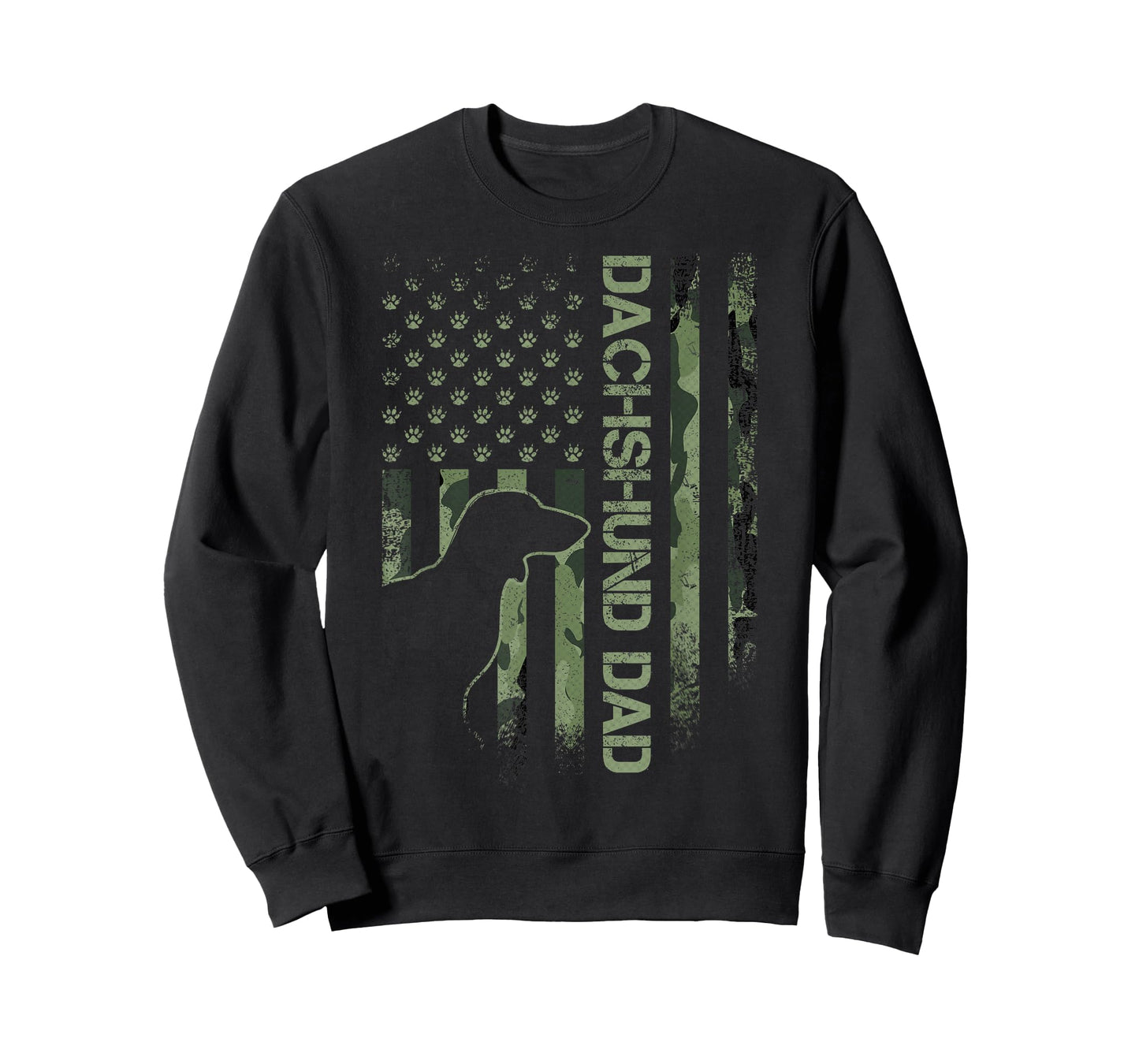 Vintage USA Camo Flag Proud Dachshund Dad Wiener Silhouette T-Shirt