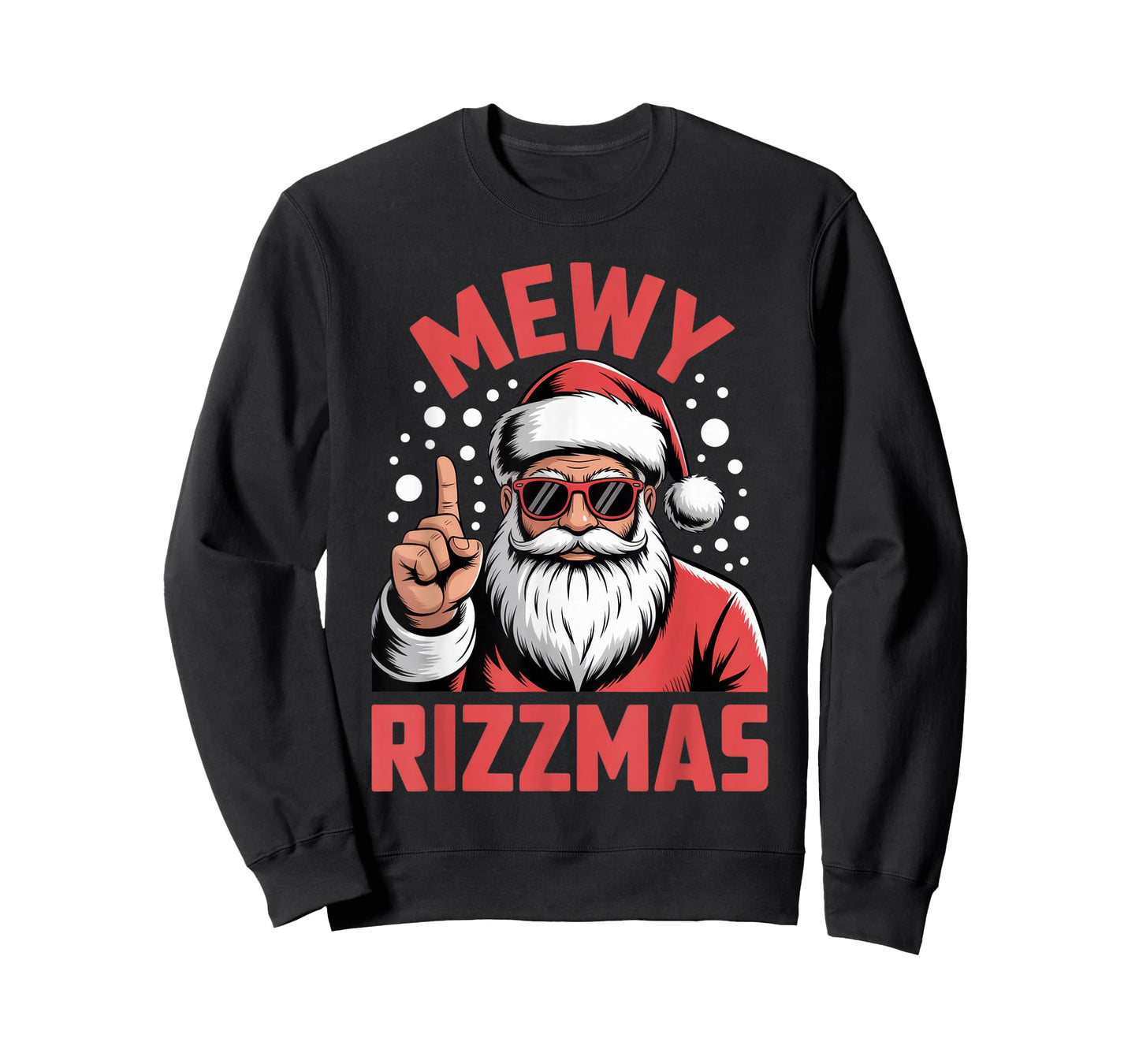 Mewy Rizzmas Fun Santa Enthusiasts Humor Christmas Party T-Shirt