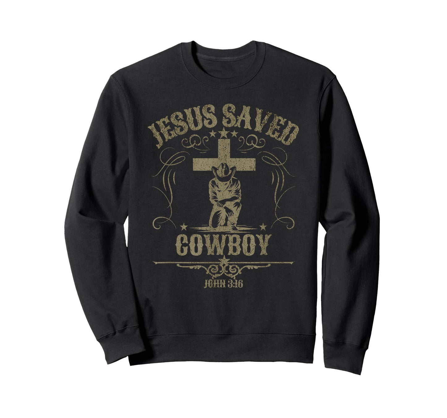 Cowboy Kneeling At Cross Christian Jesus Western Style Men T-Shirt