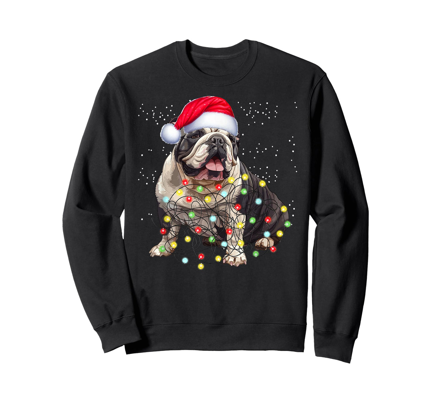 English Bulldog Dog Tree Christmas Sweater Xmas Pet Dogs Men Women Kids T-Shirt