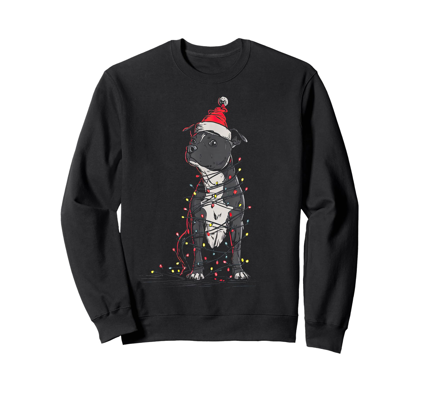Staffordshire Bull Terrier Christmas Graphics Dog Lights T-Shirt