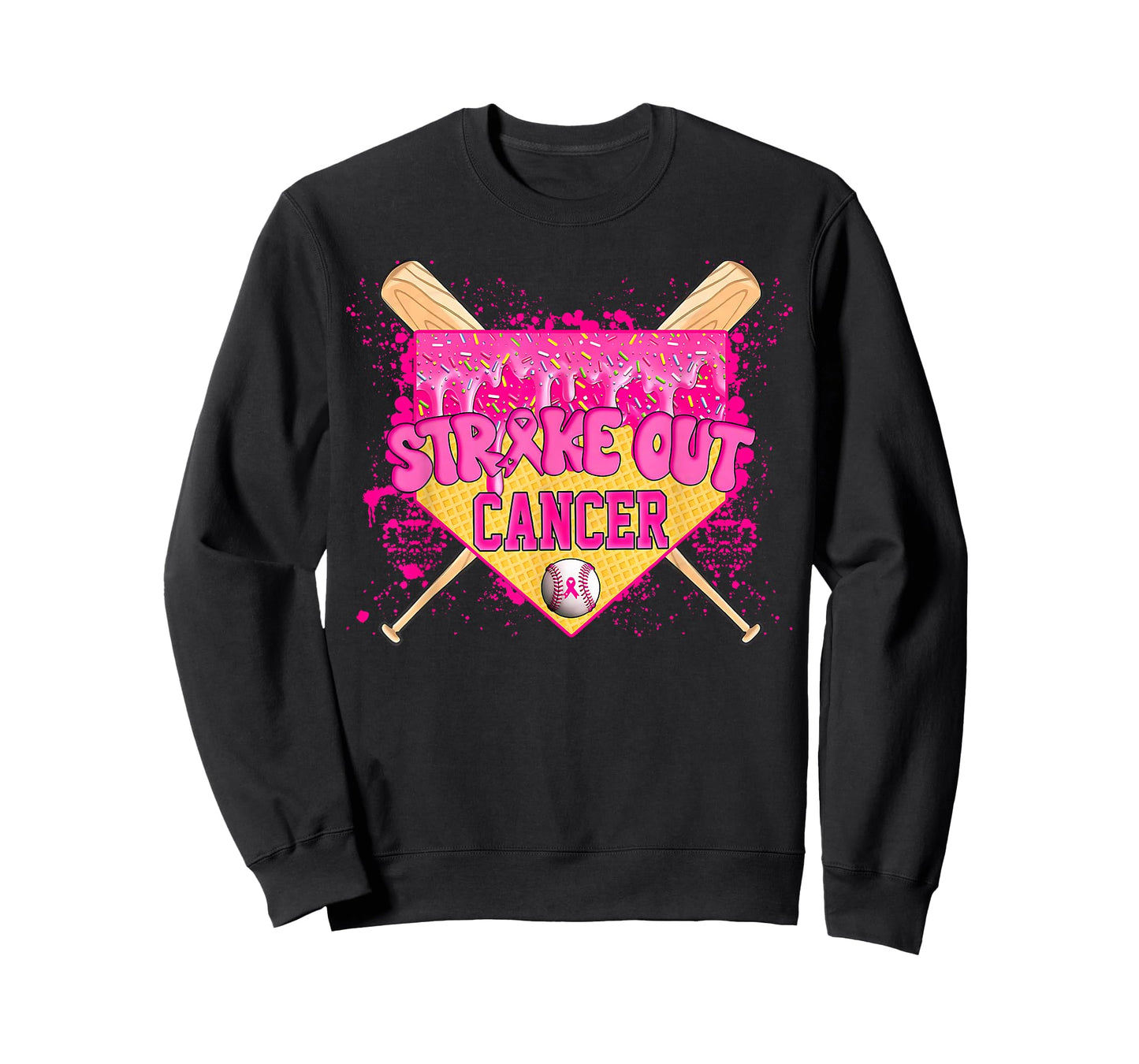 Strike Out Breast Cancer Warrior Baseball Drip Home Plate T-Shirt