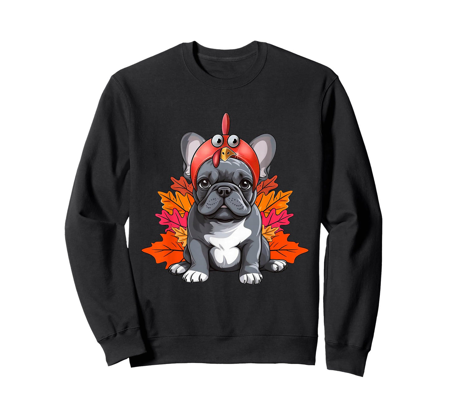 Turkey French Bulldog Fall Autumn Leaf Funny Thanksgiving T-Shirt