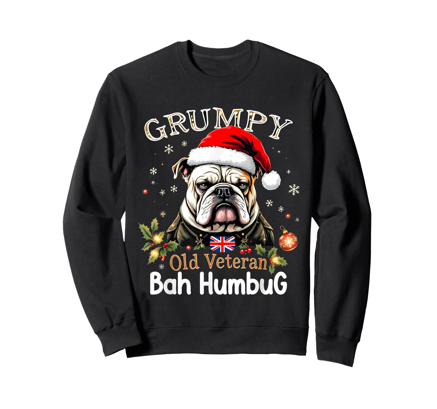Grumpy Old Veteran Bah Humbug Christmas Dog Lovers Gifts Men Women Kids T-Shirt
