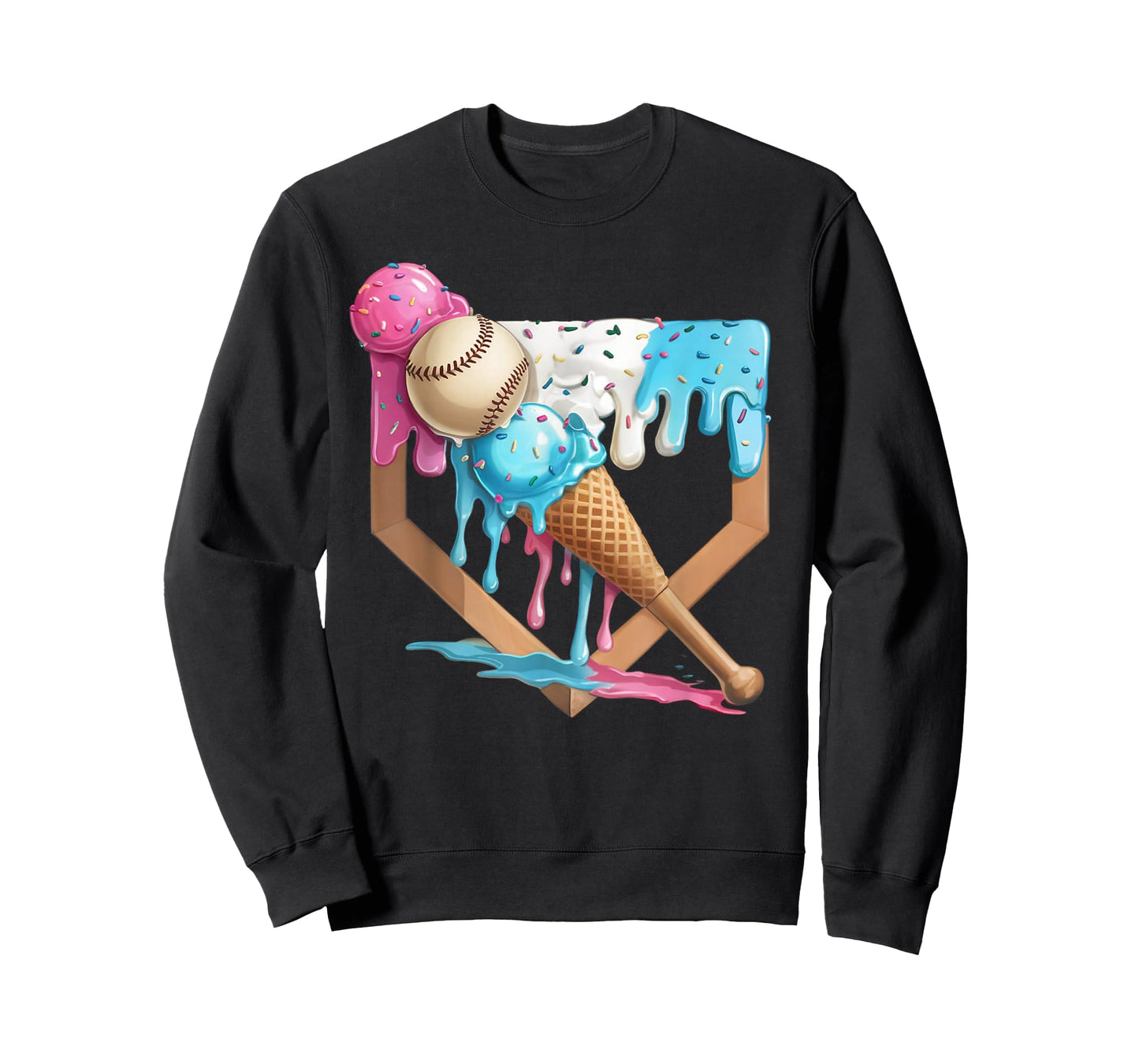 Baseball Drip For Boys Ice Cream Drip Youth Boys Baseball T-Shirt
