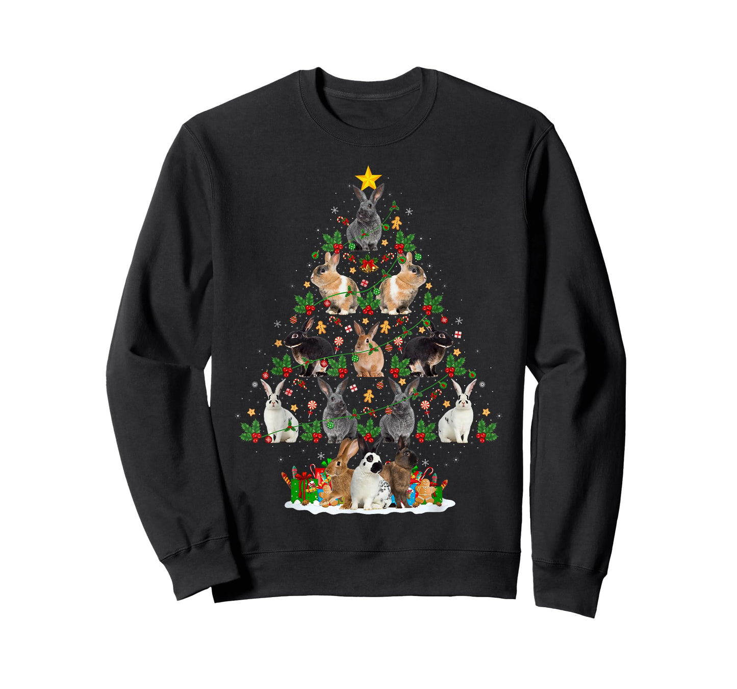 Bunny Rabbit Christmas Tree Lights Decor Pet Animals Xmas T-Shirt