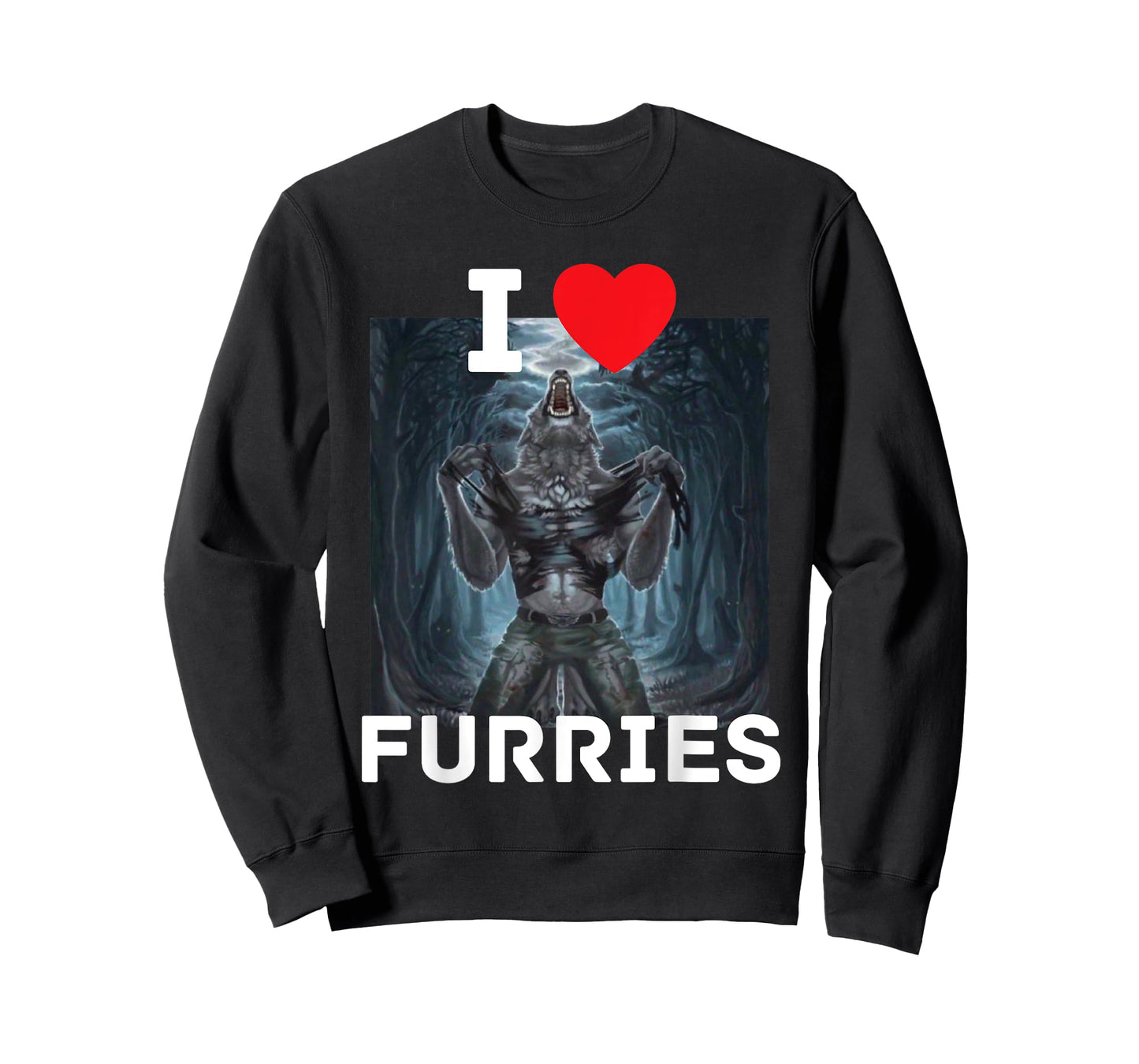 I Heart Furries Funny Cringe Alpha Werewolf Wolf Meme T-Shirt