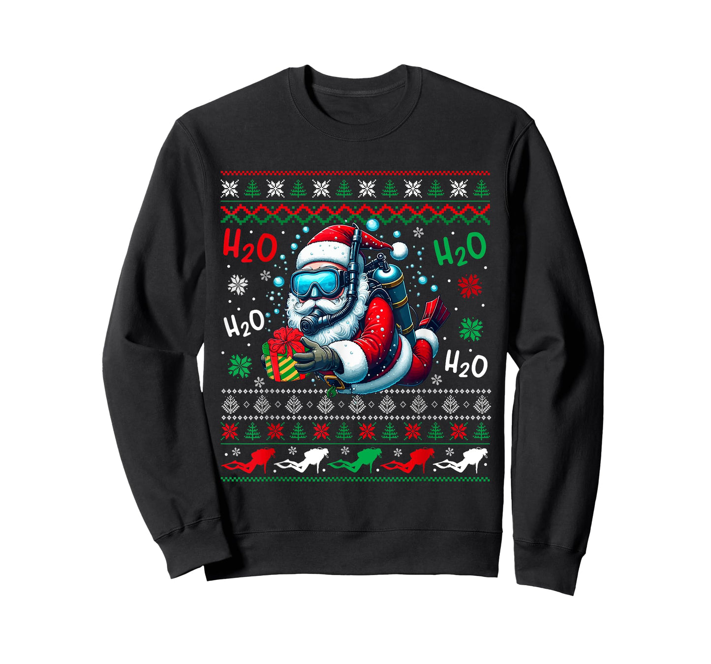 Christmas Sweater Santa Scuba Diving Scuba Diver Lover T-Shirt