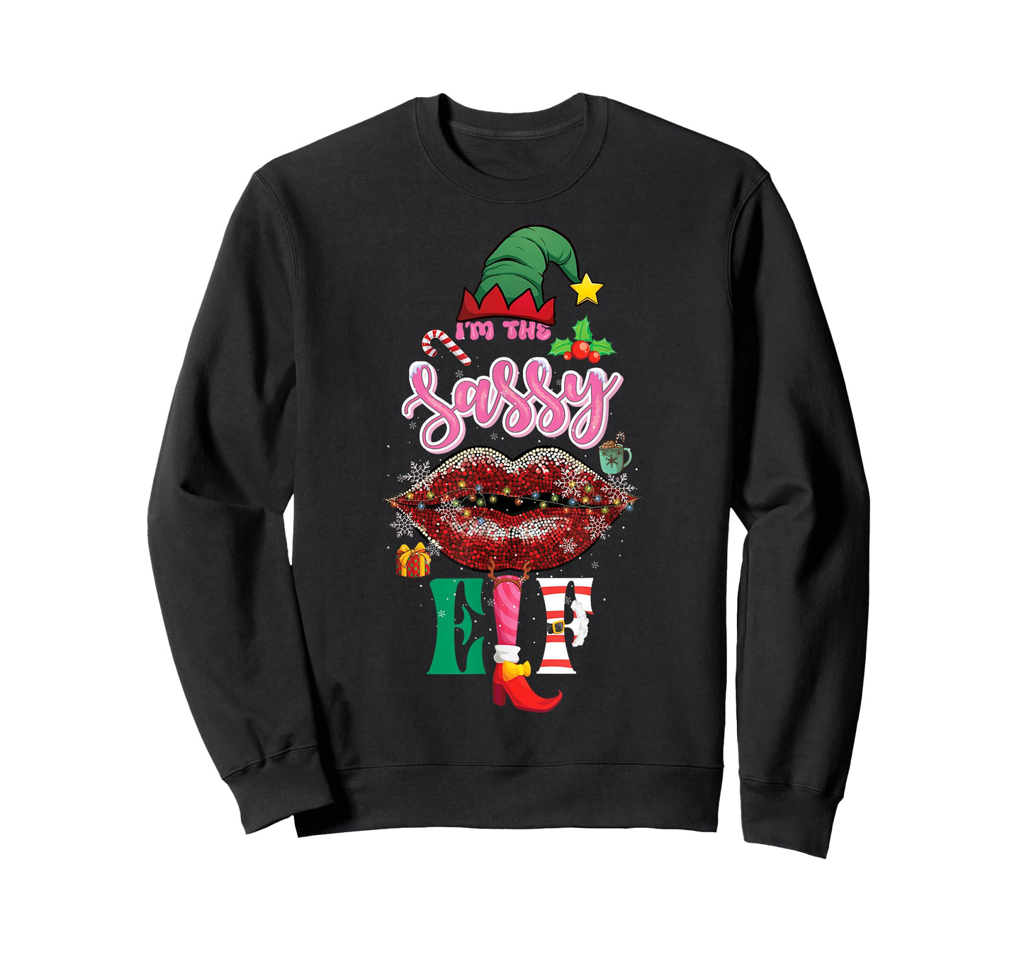 Funny Christmas Clothing I'm The Sassy Elf Sweet Lips Xmas T-Shirt
