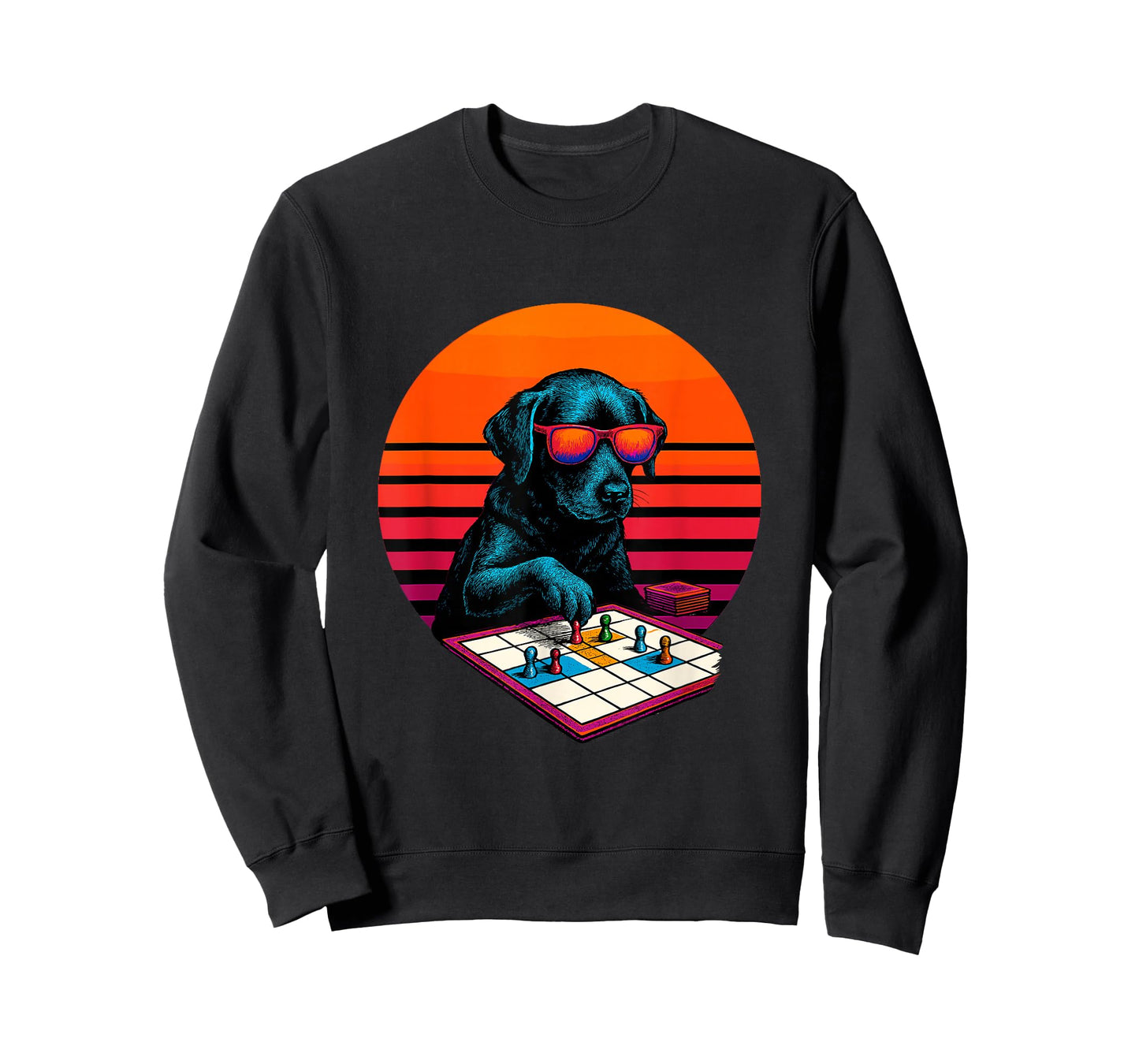 Retro Dog with Board Games Playing Tabletop Gamer T-Shirt